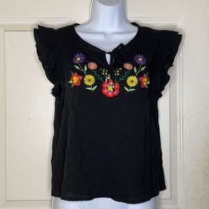 Black flower blouse